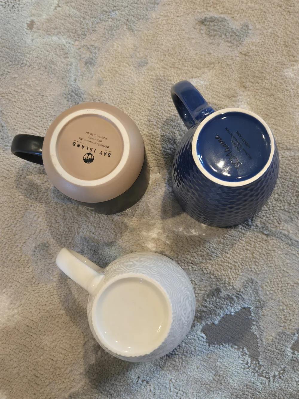 Ceramic Textured Coffee Mugs - Navy, Black & White Set